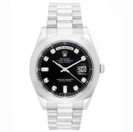 Rolex Day Date II President Black Dial with Diamond Markers 218206