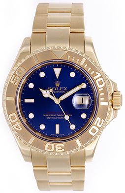 Rolex Yachtmaster Midsize 18K Yellow Gold Blue Dial Unisex Watch