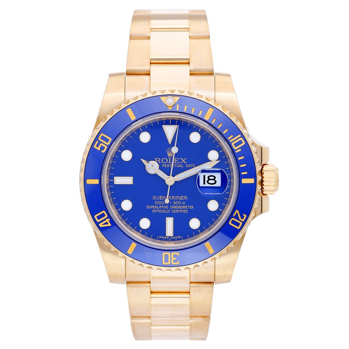 Rolex 18k Gold Men's Watch Blue Dial