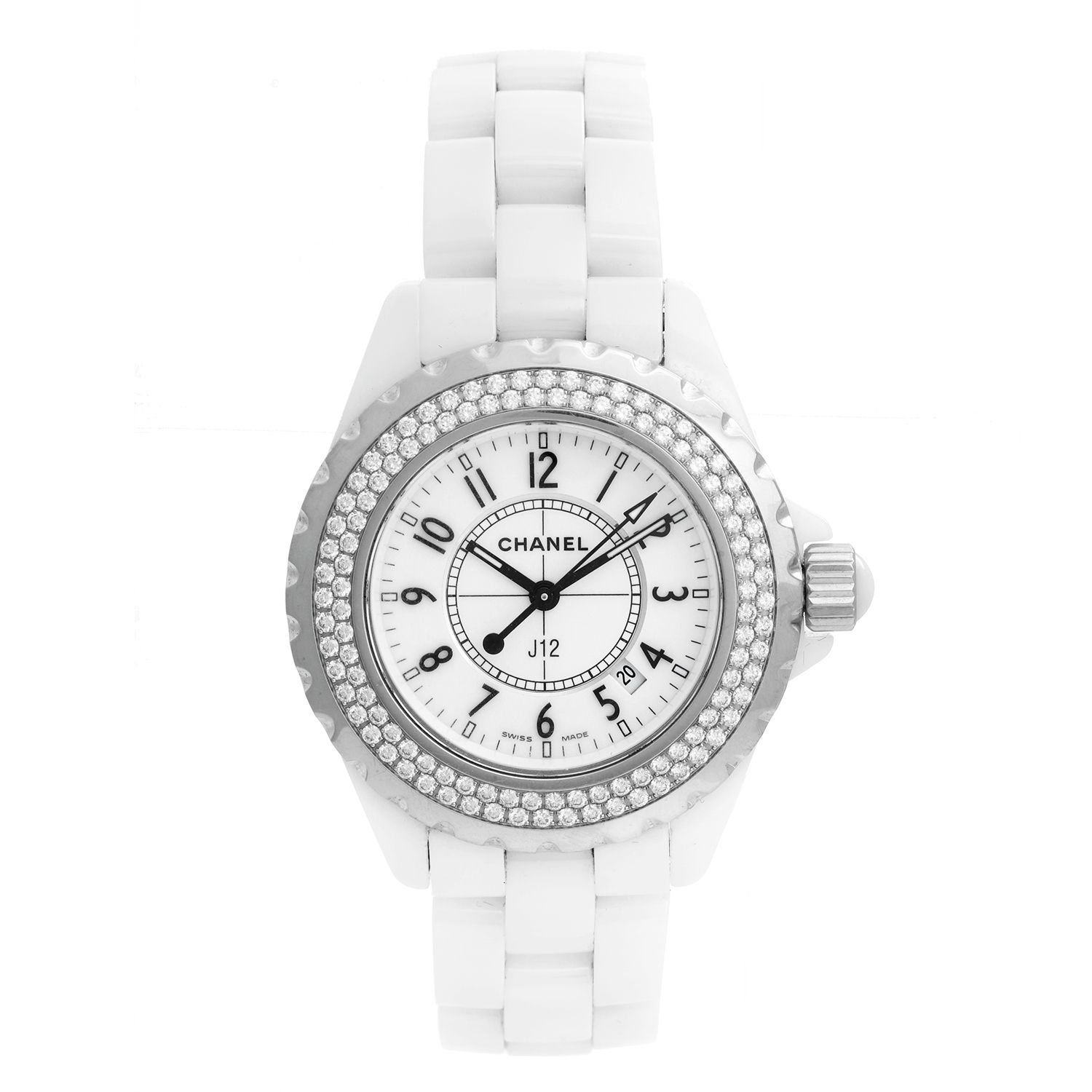CHANEL J12 38mm White Ceramic Diamond Dial Automatic Bracelet Watch