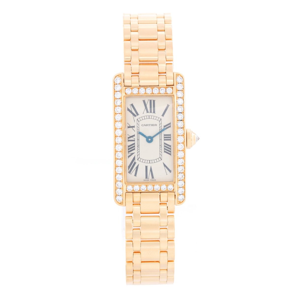 CARTIER Tank Americaine Automatic in 18Kt yellow gold and diamonds