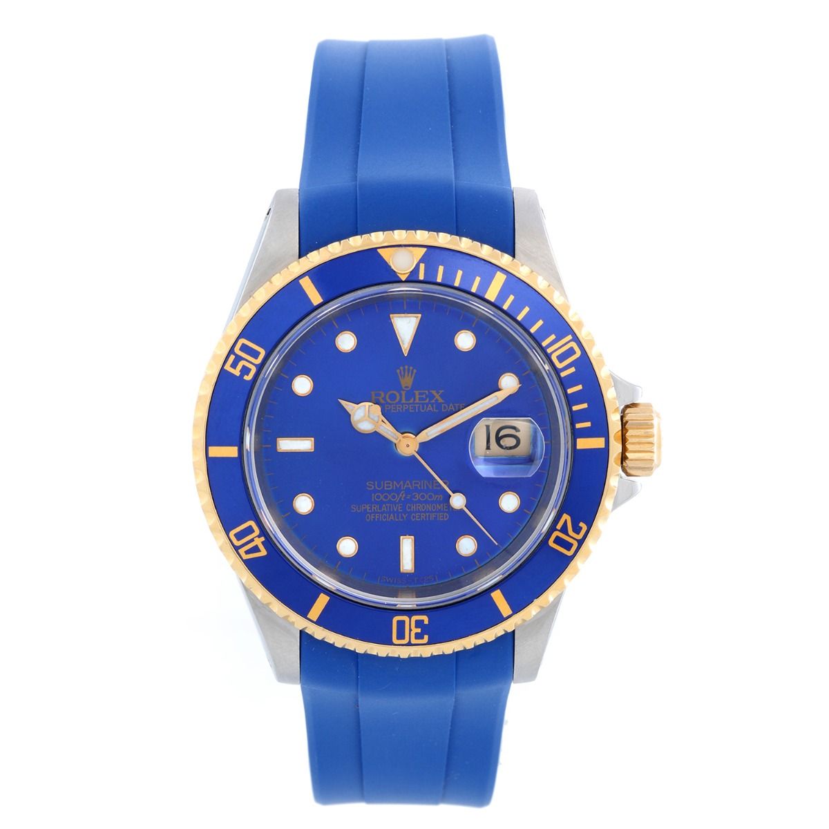 Rolex Submariner Two-Tone 18K Yellow Gold Buckle Steel Blue 40mm Watch