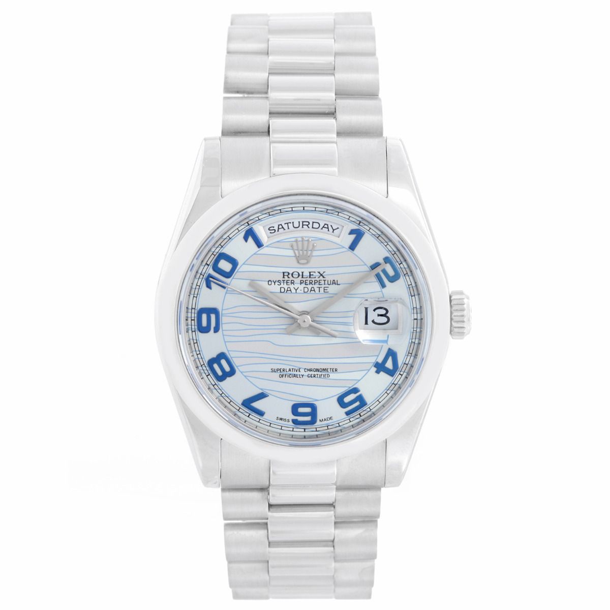 Rolex day date discount blue wave dial