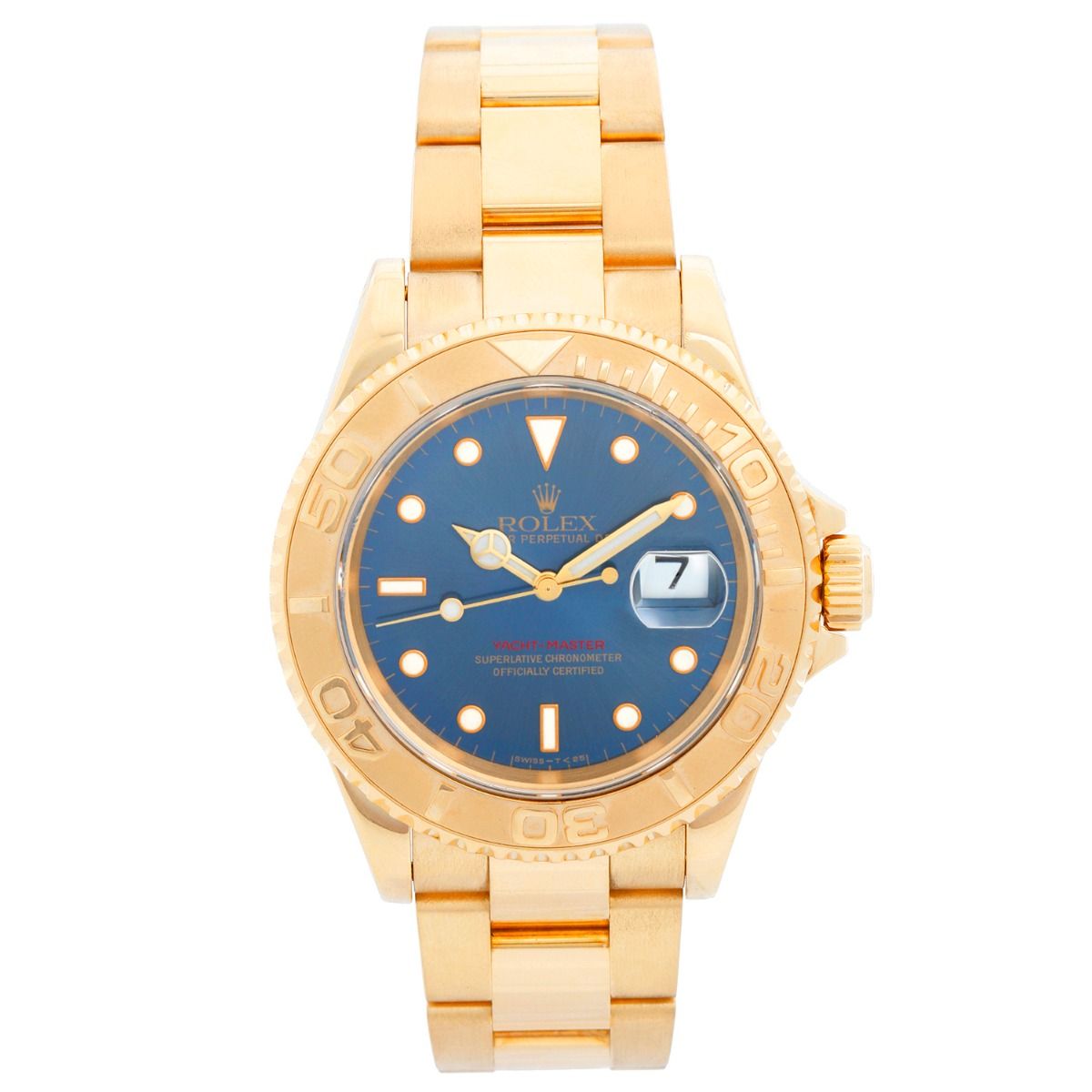 Rolex Yacht-Master 18k Yellow Gold Watch Blue Dial 16628