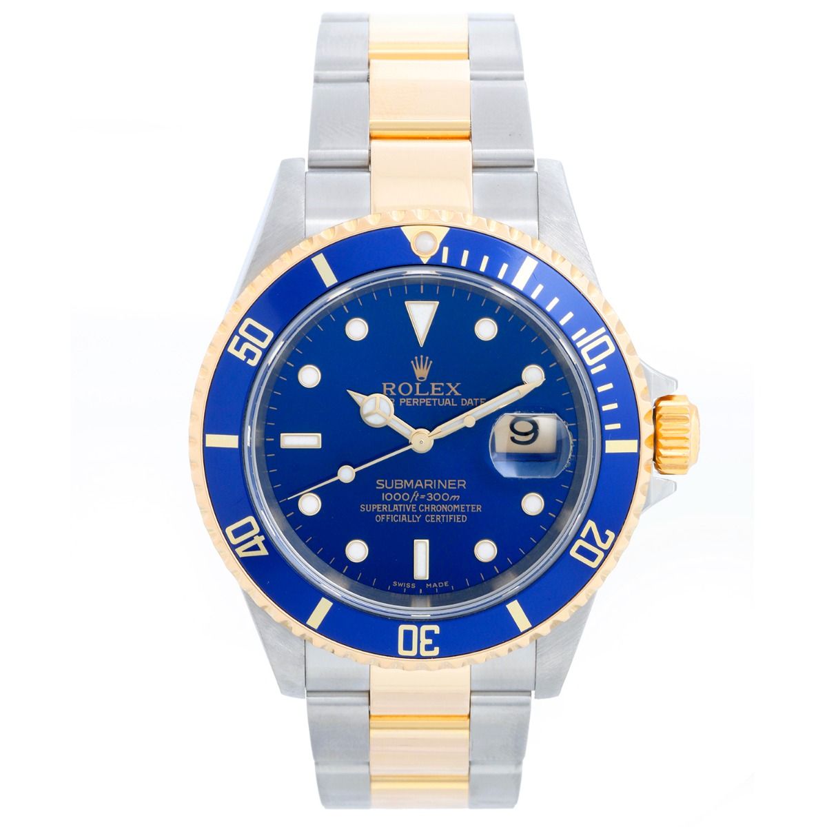 Rolex Submariner 16613 18k Yellow Gold/SS Blue Sapphires & Diamonds Dial