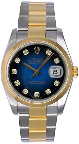Ladies Rolex Silver Diamonds And Blue Sapphire 18k Yellow Gold