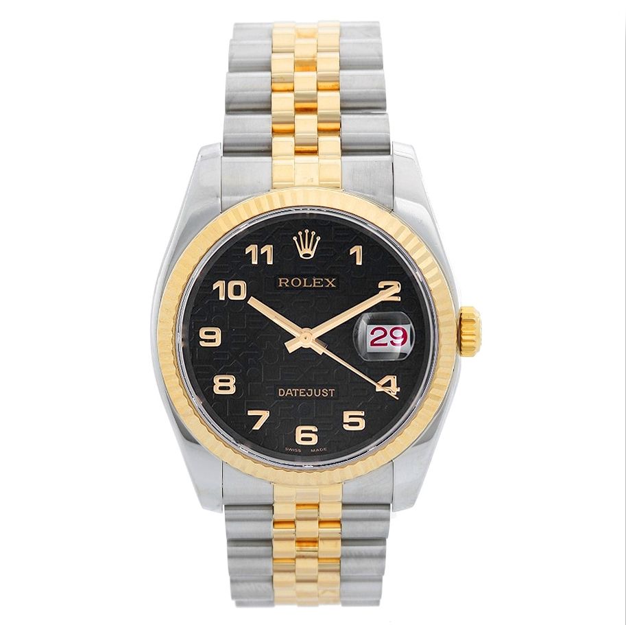Grundlægger tjener åbenbaring Rolex Datejust 2-Tone Steel & Gold Men's Watch Black Arabic Dial 116233