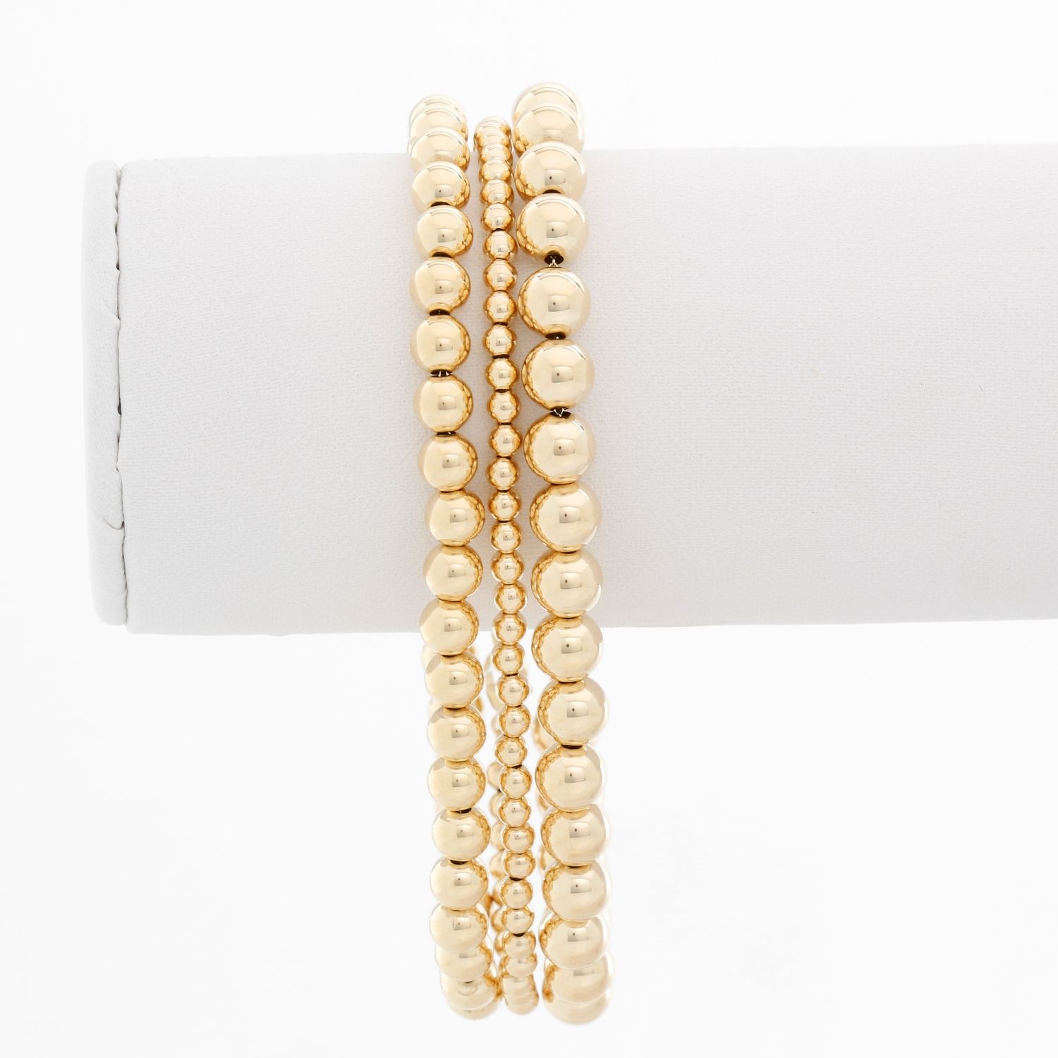 14K Gold 3mm Gold Beads Bracelet