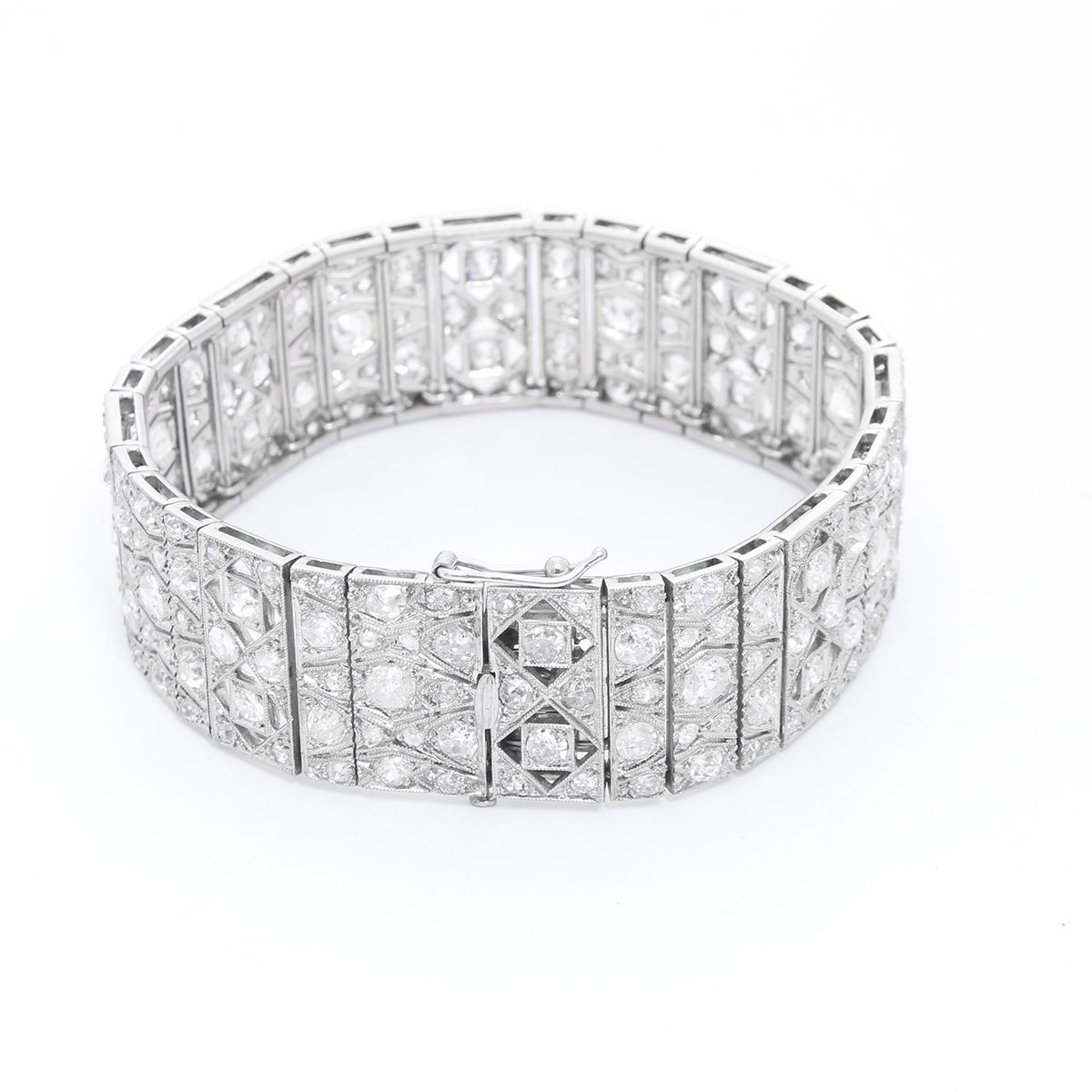 Art Deco Pave Diamond Bracelet 18KW