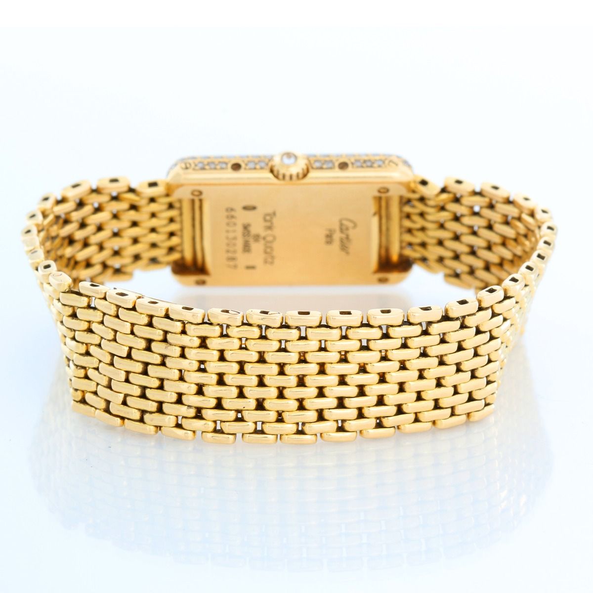 Cartier Tank Louis 1141 18K Yellow Gold Factory Diamonds Quartz Ladie Watch 18mm, Women's, Size: One Size