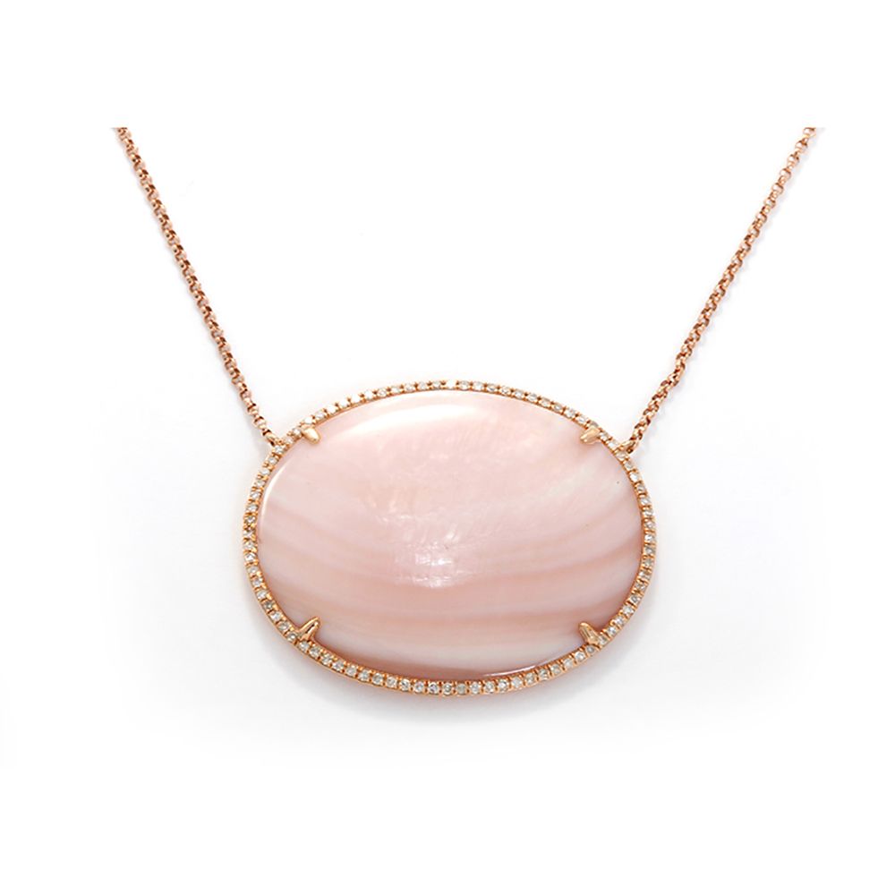 Colour Blossom Necklace, Pink Gold, Pink Mother-Of-Pearl, White Mother-Of- Pearl And Diamond - Categories Q94355