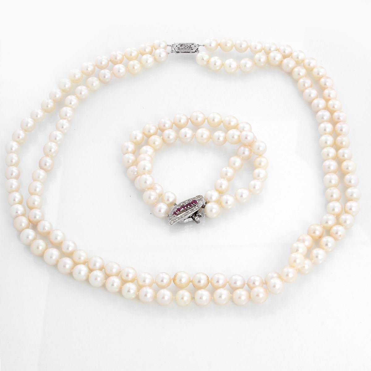 Three Row Multi Strand Pearl Bracelet with 14K & 18K Diamond Clasp–  Massoyan Jewelers