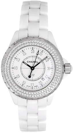 Chanel J12 White Ceramic Ladies Midsize Quartz Watch H1628