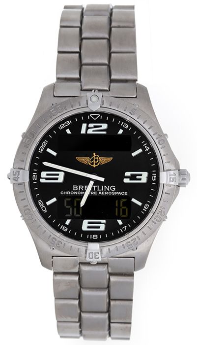 Breitling Aerospace Digital Analog Alarm GMT Titanium Men s Quartz Watch E75362