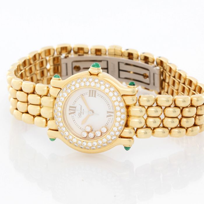 Chopard Happy Sport 18k Yellow Gold Diamond Ladies Watch 276151 0005