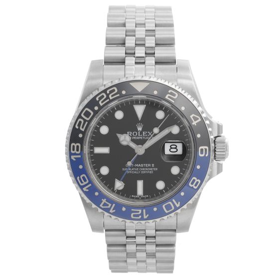 Men's Rolex GMT - Master II Stainless Steel Watch Black/Blue Bezel ...