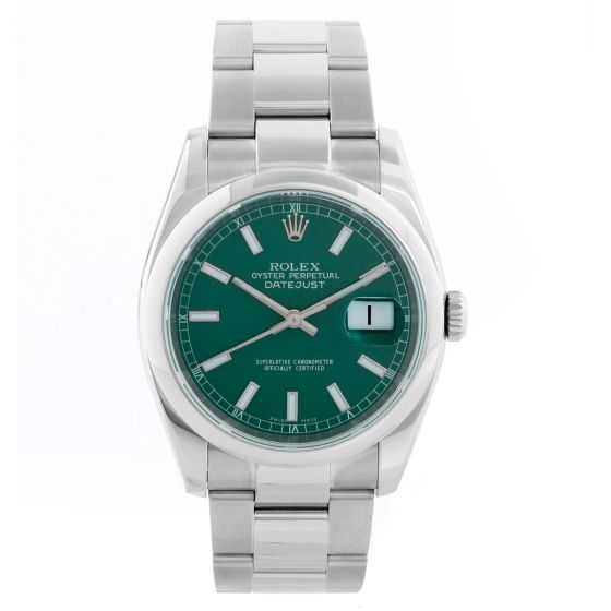 Rolex Datejust Men's Stainless Steel Watch Custom Green Dial 116200 