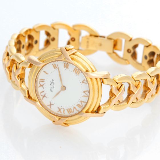 Hermes 18K Yellow Gold Ruban Ladies Watch