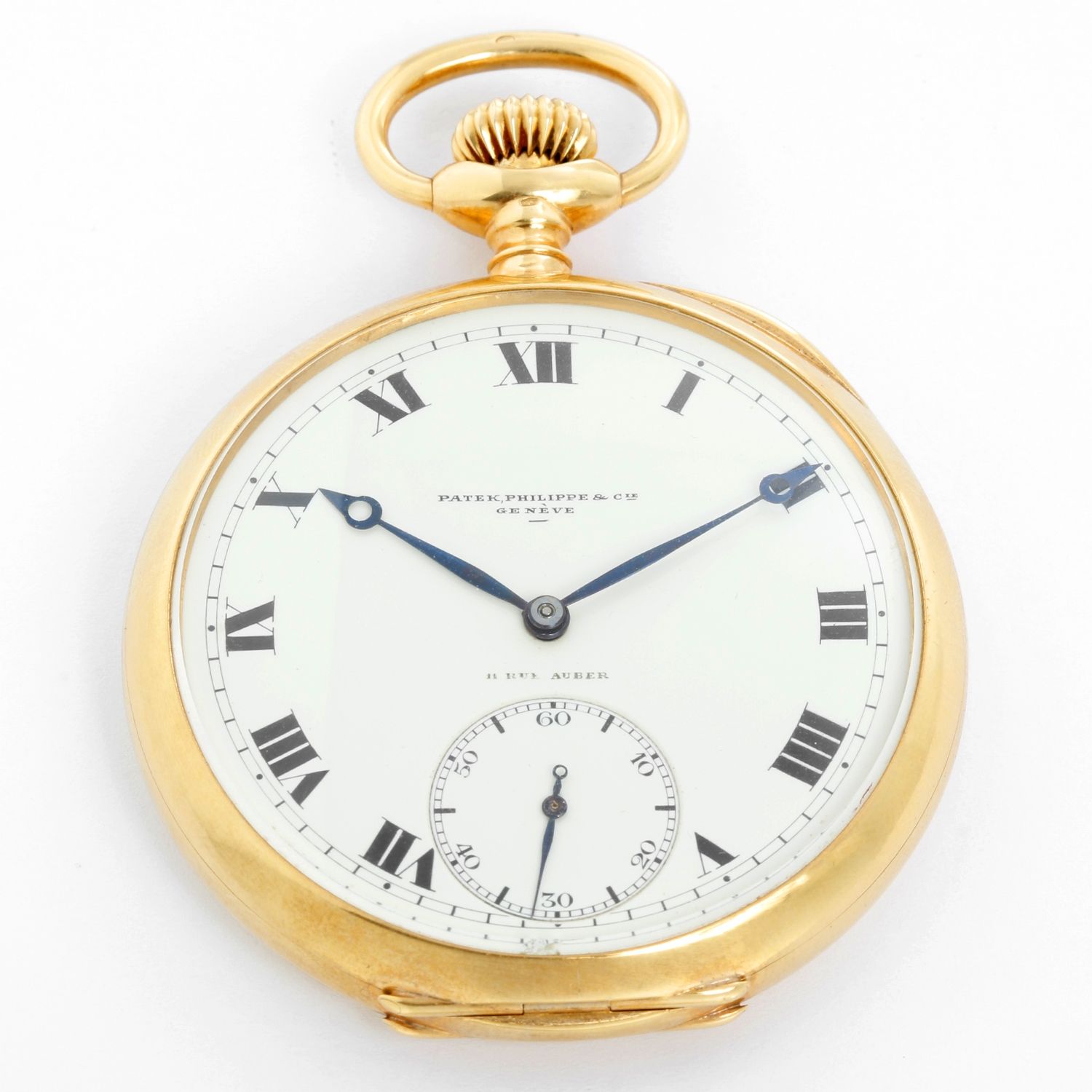 Oversize Vintage Patek Philippe 18k Yellow Gold Open Face Pocket Watch