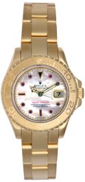 Rolex Yachtmaster 18k Yellow Gold Mother of Peal Dial with Ruby