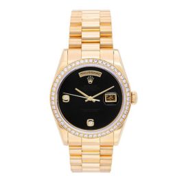 Rolex gold day date 2024 onyx dial no markers