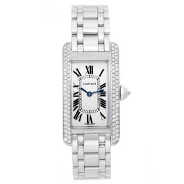 Cartier Tank Americaine MM White Gold Diamonds Watch WB702651