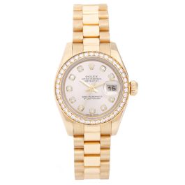 Rolex 26mm Ladies-Datejust Diamond Face 18K Gold Watch Ref 179138