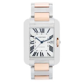 Cartier Tank Anglaise Stainless Steel and Rose Gold Mens Watch