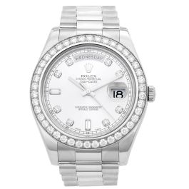 Rolex president 18k white sales gold diamond mens watch