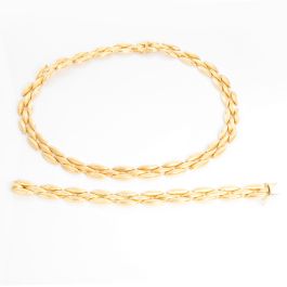 Cartier 18K Yellow Gold Gentiane 3 Row Necklace Bracelet set